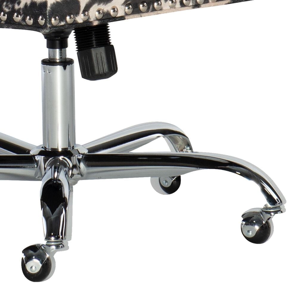 Linon Home Decor Draper Office Chair with Black and White Cow Cushion in Chrome, , large