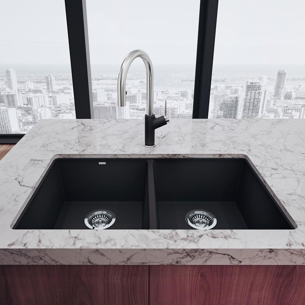 Blanco Precis 30&quot; 50/50 Equal Double Bowl Kitchen Sink in Anthracite, , large