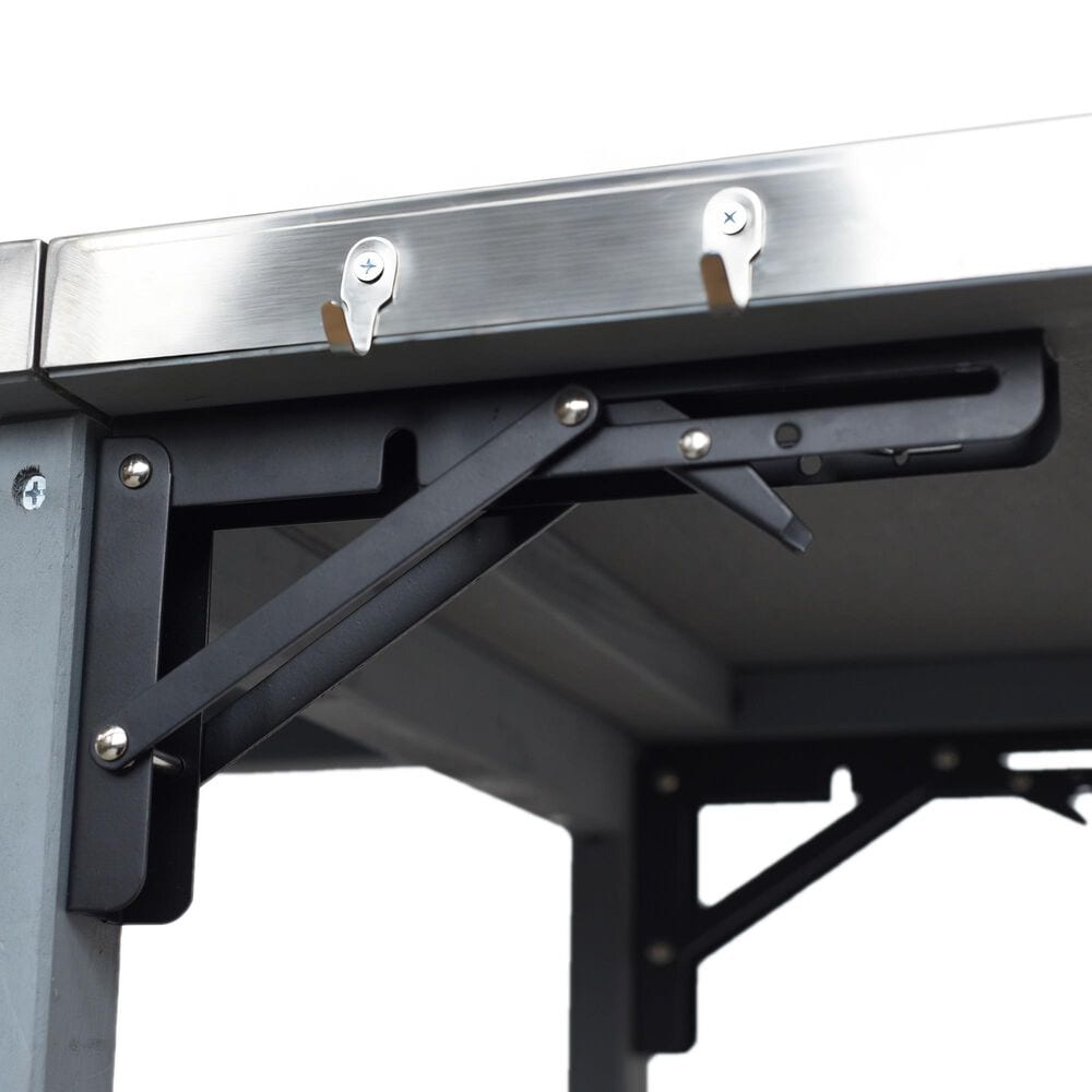 HOMLUX Farmhouse Rolling Outdoor Kitchen Cart with Stainless Steel Top in Blue Gray, , large