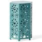 Hearth and Haven Galore 14" Outdoor Hexagon Metal Side Table with Sunburst Cut Out Design in Teal, , large