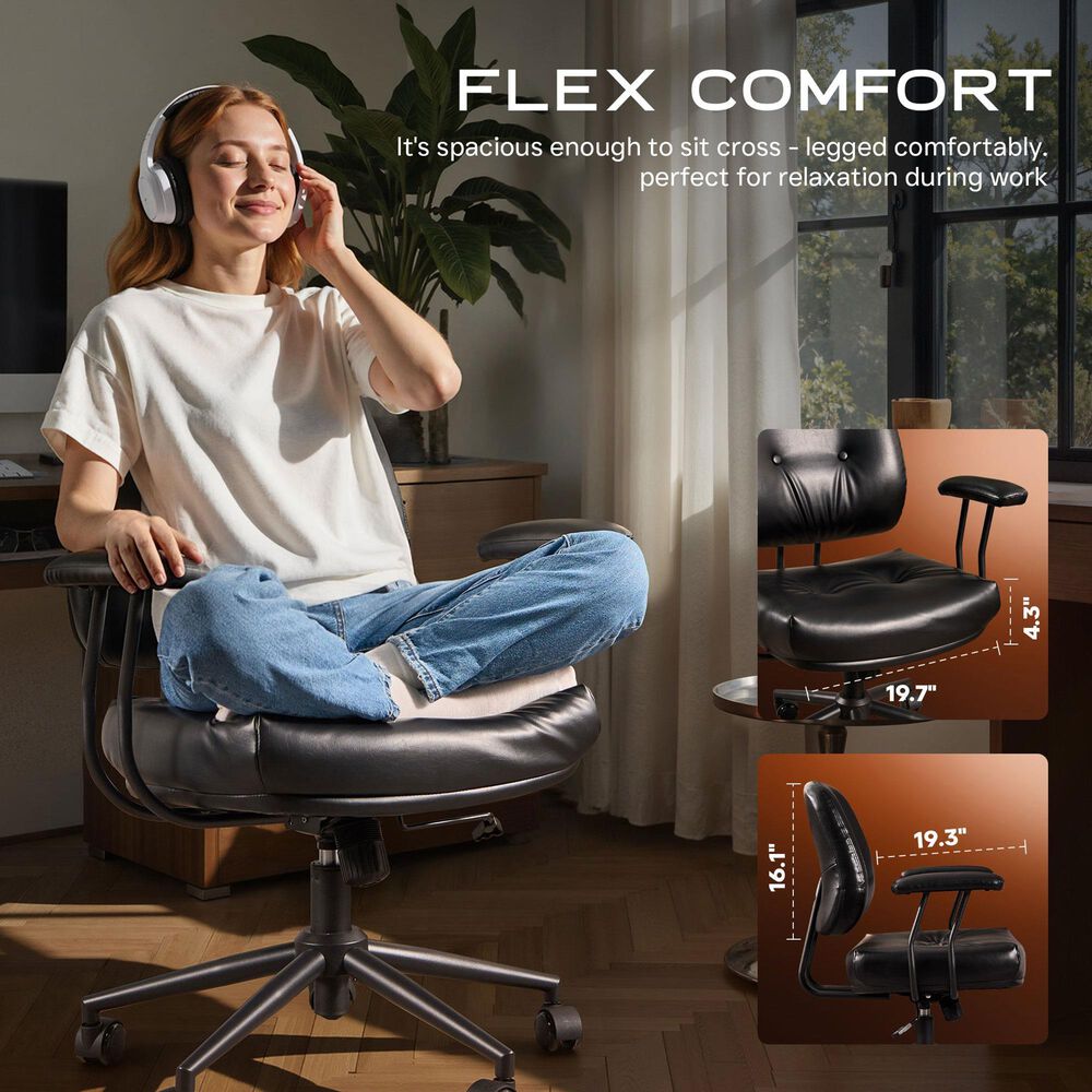 HOMLUX Executive Office Chair with PU Fabric Cushion in Black, , large