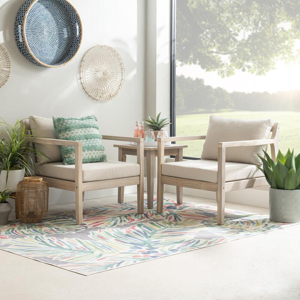 Linon Home Decor Teagon Patio Arm Chair in Beige (Set of 2), , large