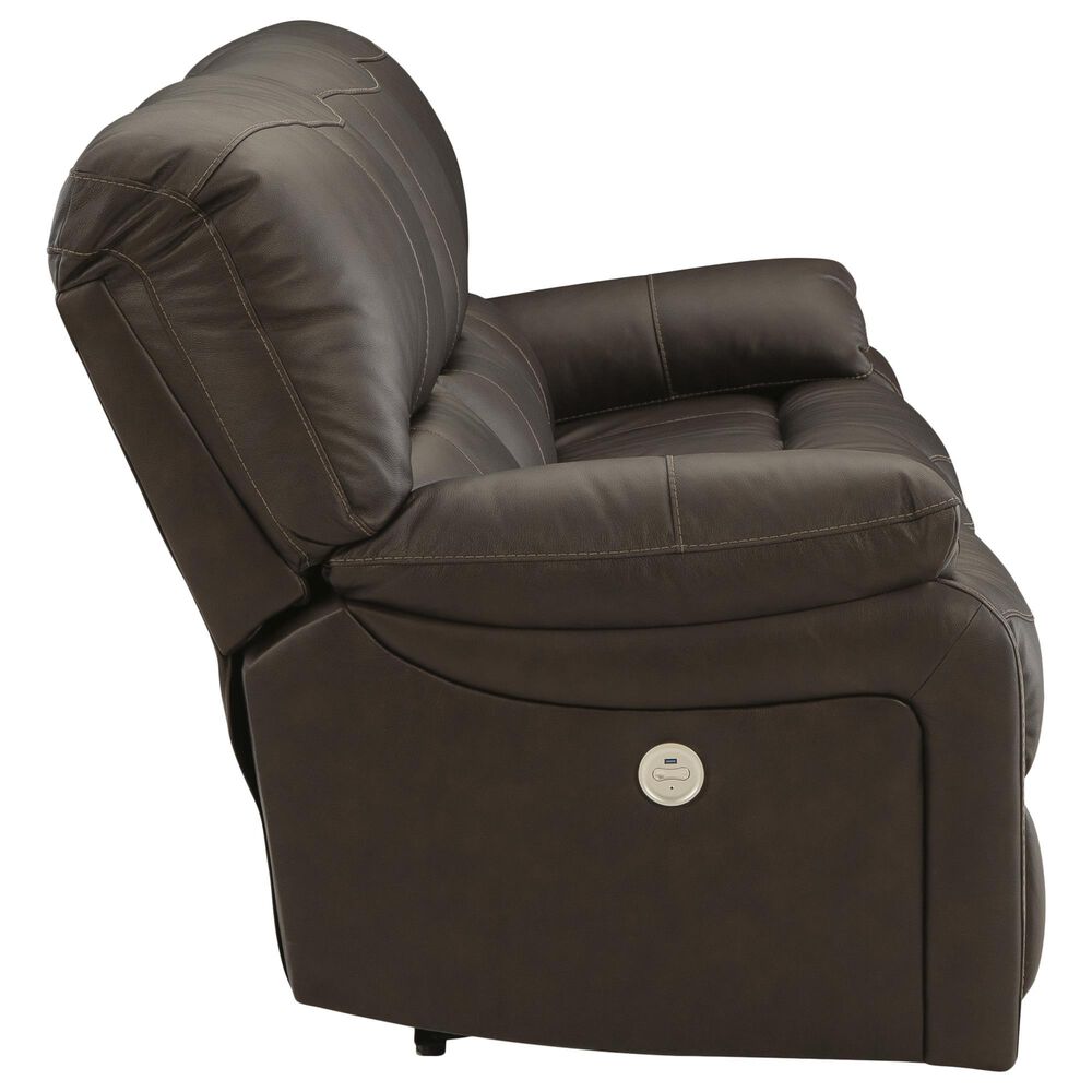 Ashley Leesworth Power Reclining Sofa in Dark Brown, , large
