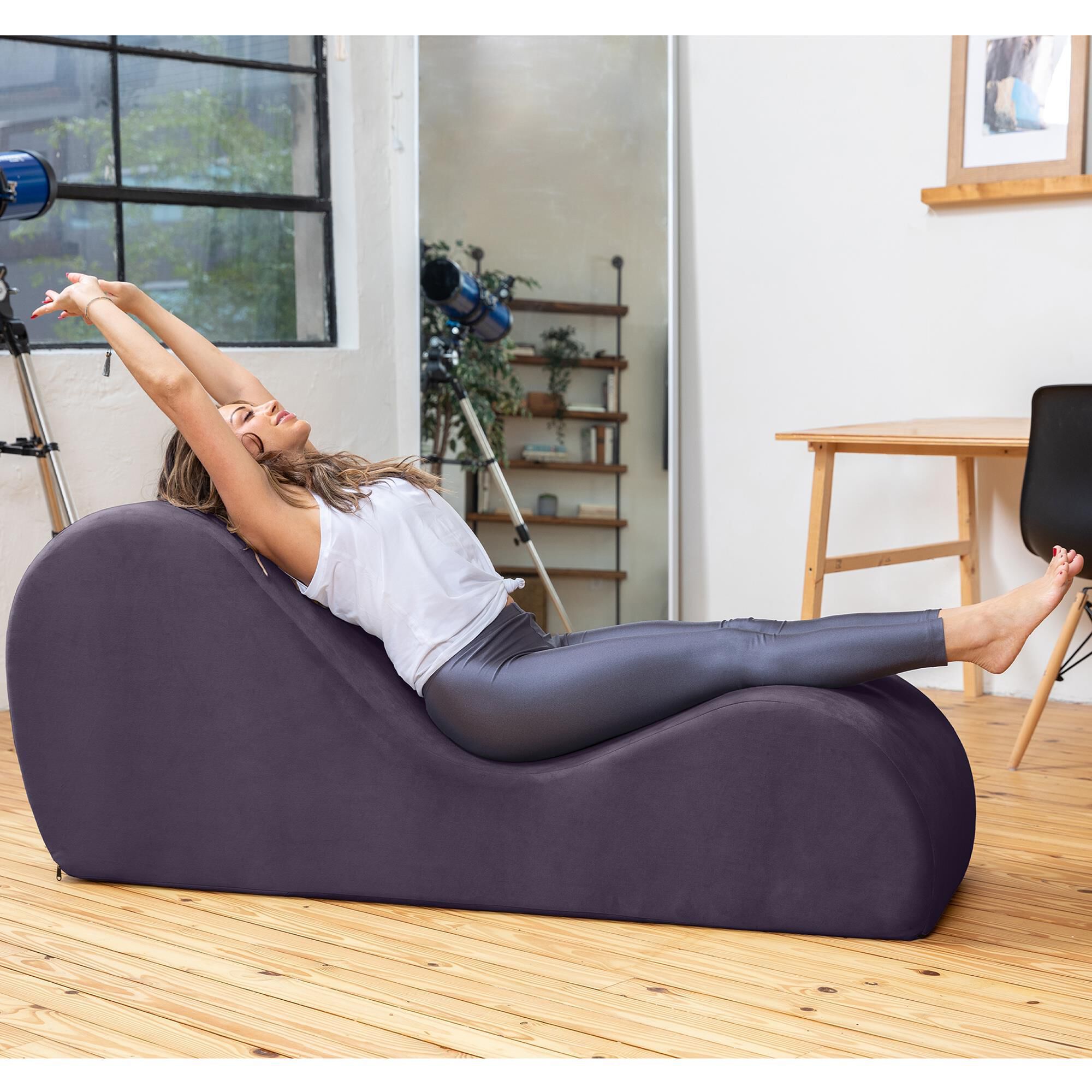 Jaxx Avana Chaise Lounge Yoga Chair in Aubergine