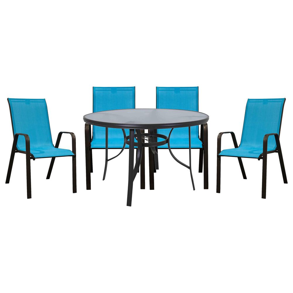 Redline Creation Inc. 5-Piece Patio Dining Set in Matte Black and Turquoise Blue, , large