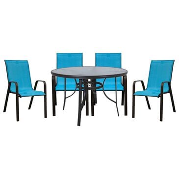 Redline Creation Inc. 5-Piece Patio Dining Set in Matte Black and Turquoise Blue, , large