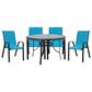 Redline Creation Inc. 5-Piece Patio Dining Set in Matte Black and Turquoise Blue, , large