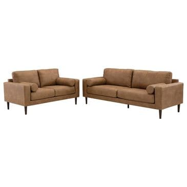 Ashley Telora Stationary Sofa and Loveseat Set in Caramel, , large