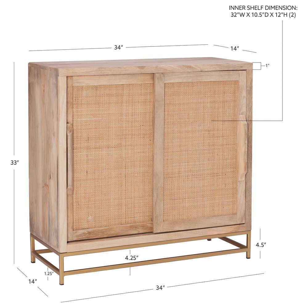 Linon Home Decor Janie 2-Door Cabinet in Natural and Gold, , large