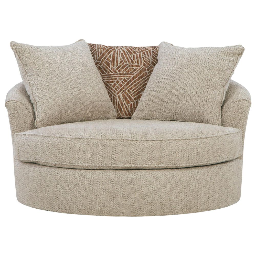 Ashley Steelwater Retreat Oversized Swivel Accent Chair in Latte, , large