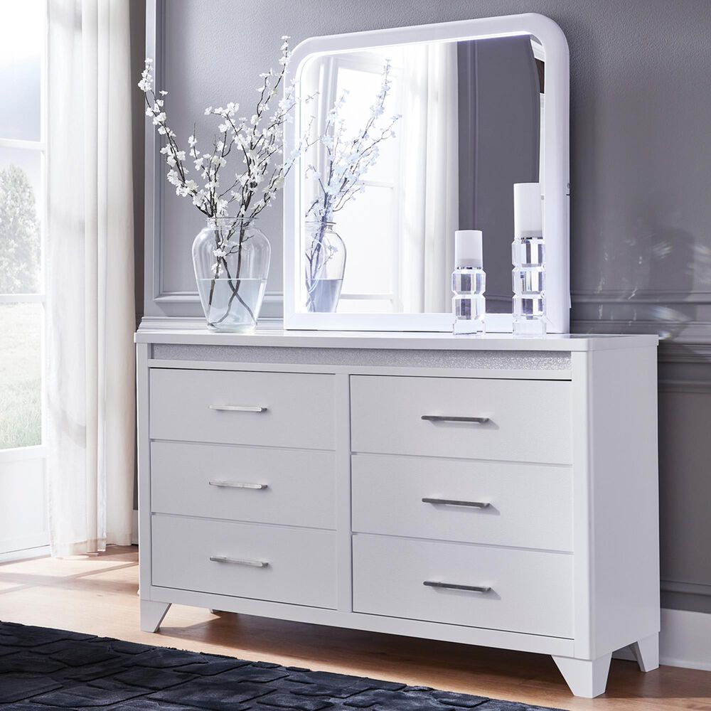 Ashley Jarlee 6-Drawer Dresser and Mirror in White, , large