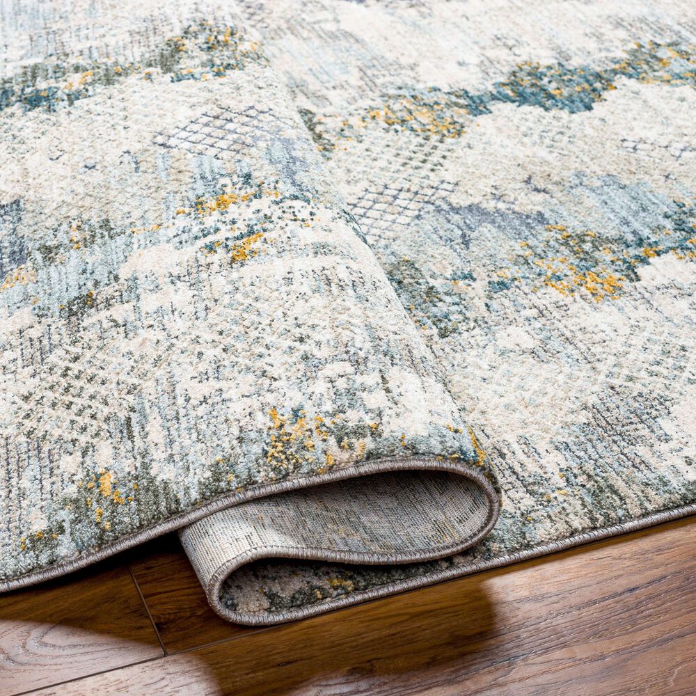 Surya Dresden Off-White, Taupe, Dusty Sage, Ink Blue, Light Gray and Deep Teal 2'7" x 10' Runner, , large