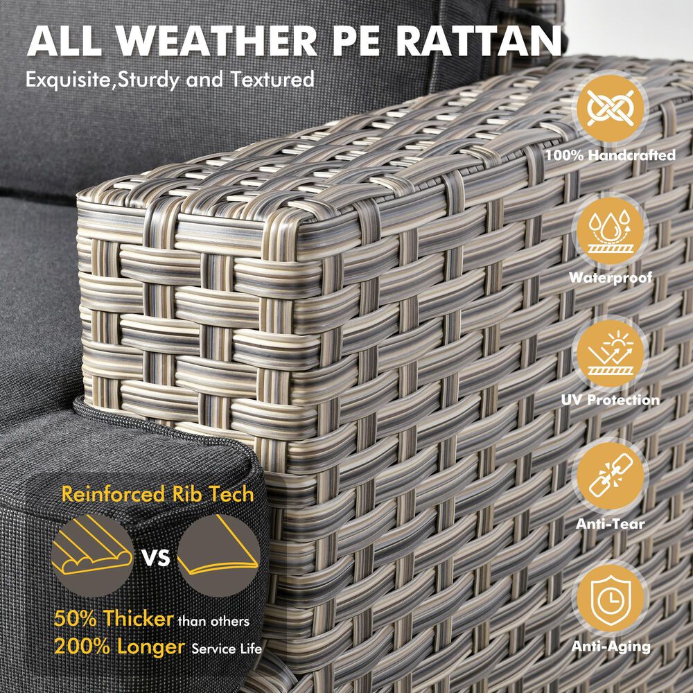 HOMLUX 9-Piece Modular Patio Conversation Set in Black, , large