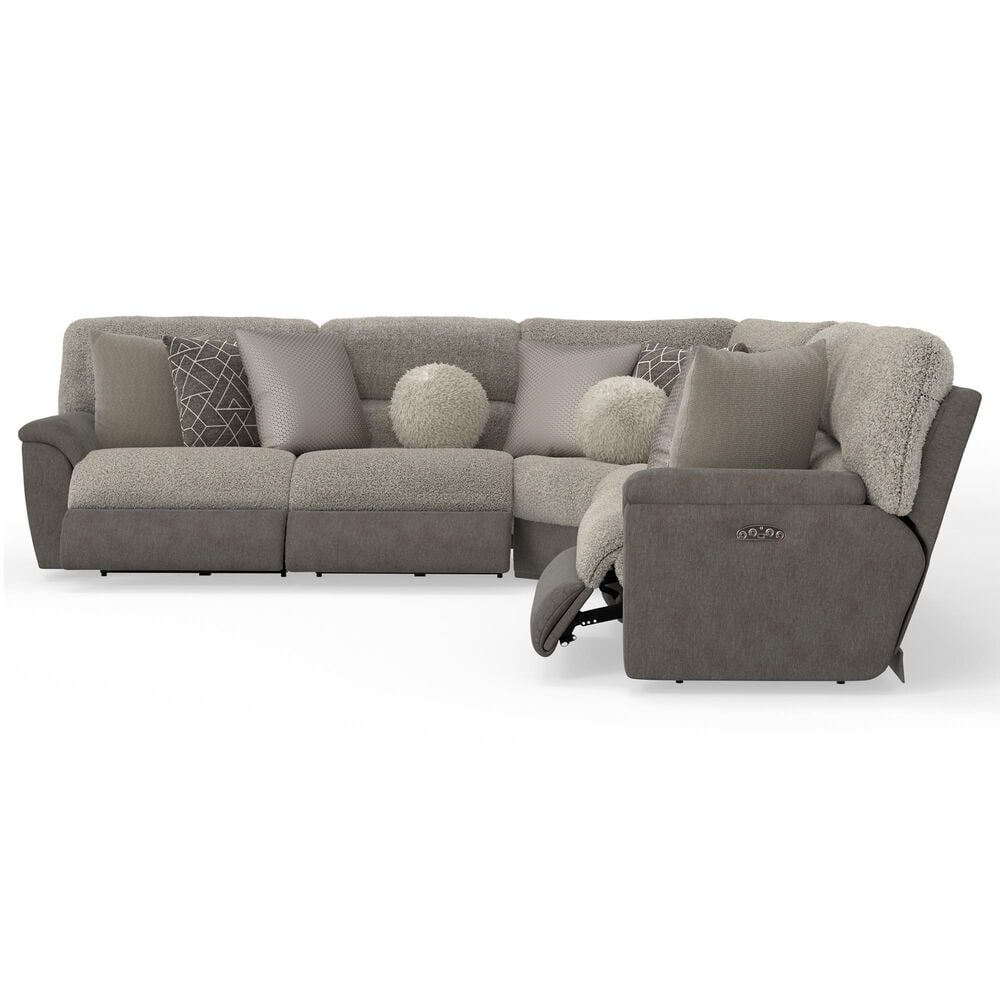 Catnapper Rendezvous 5-Piece Power Reclining Symmetrical Sectional in Slate and Fawn, , large