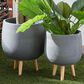 Maple and Jade Farmhouse Round Planter in Gray and Brown (Set of 2), , large