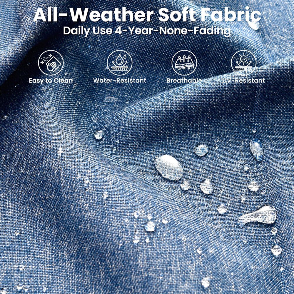 HOMLUX HOMLUX 5-Piece Outdoor Wicker Patio Furniture Set, High Back Rattan Sofa with Chairs, Ottomans &amp; Cushions in Denim Blue, , large