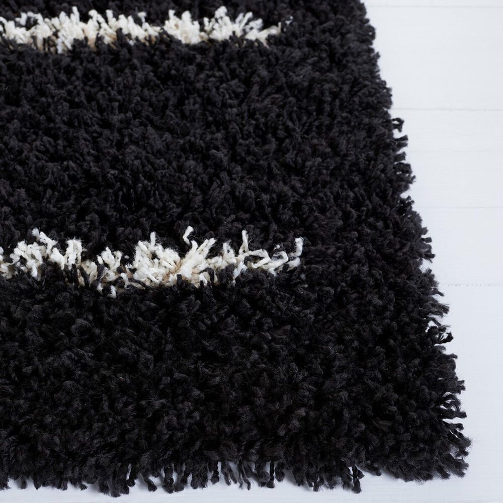 Safavieh Venus Shag VNS604Z 5&#39;3&quot; x 7&#39;6&quot; Black and Ivory Area Rug, , large