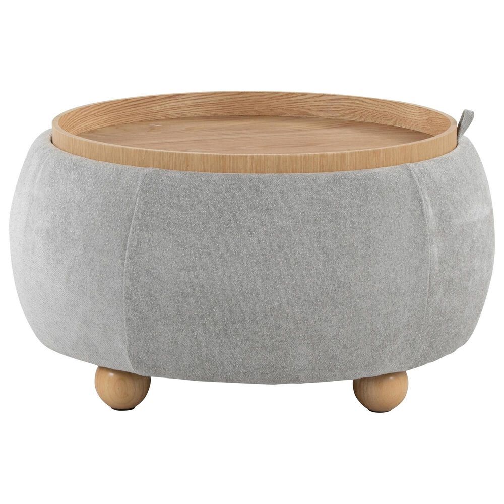 Lumisource Tray Storage Pouf with Leg in Light Grey, , large