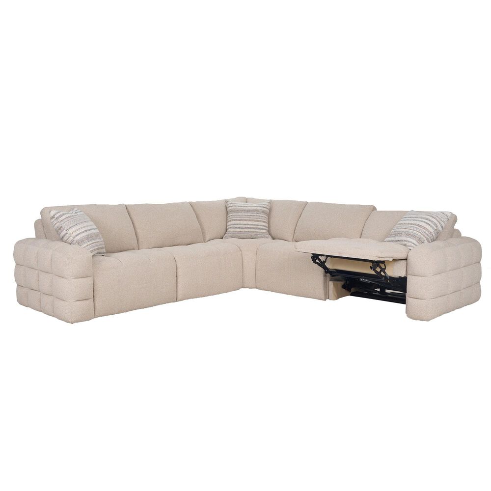 Aurora Furnishings 5-Piece Power Reclining Sectional in Promise Ecru, , large