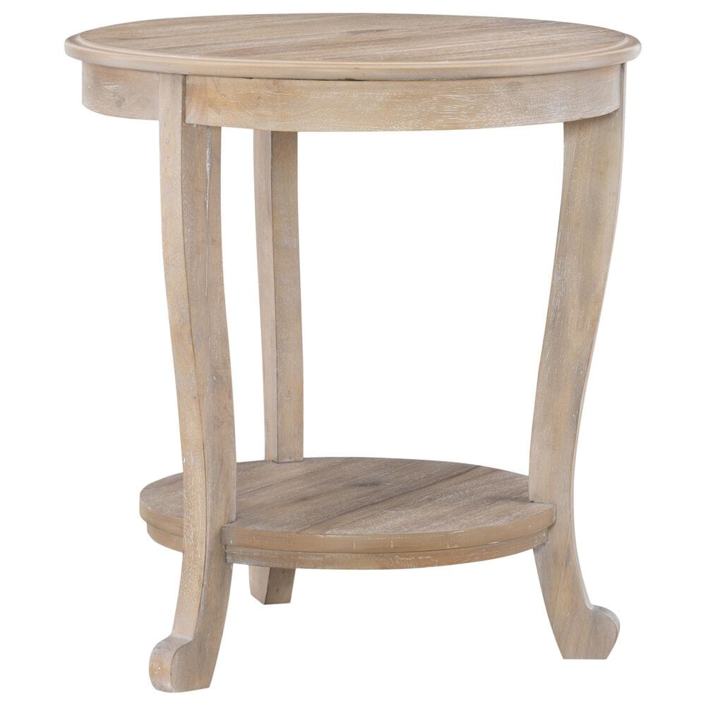 Linon Home Decor Aubert Round Side Table in Natural, , large