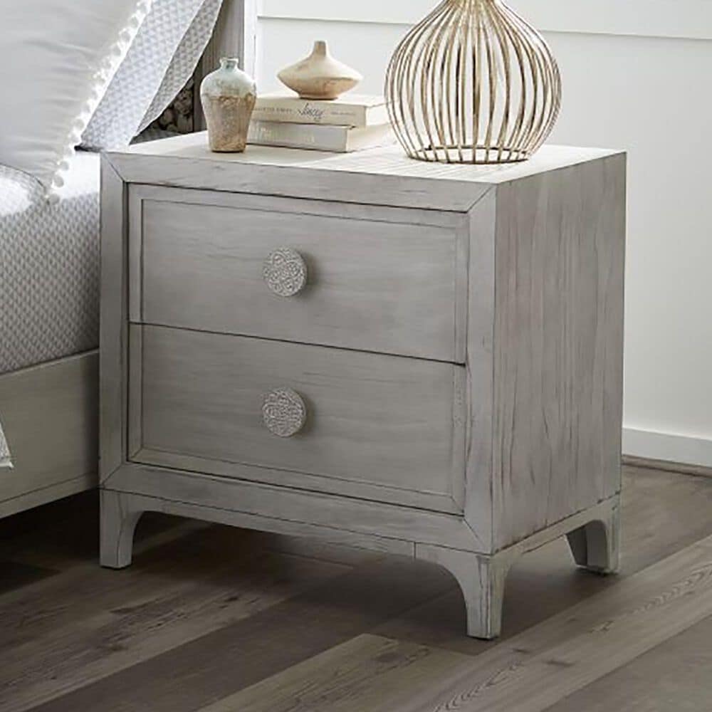 Urban Home Boho Chic 2 Drawer Nightstand in Washed White, , large
