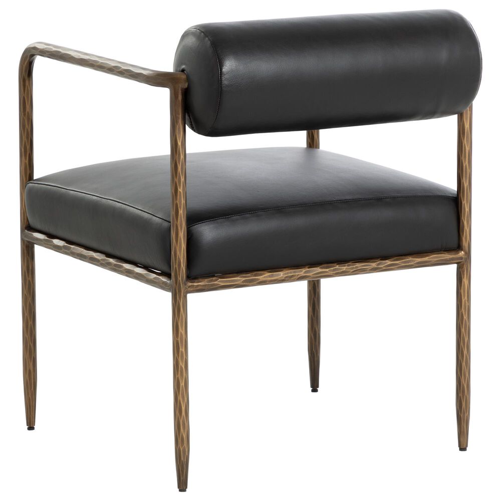 Club Collection By Sunpan Ajani Arm Chair with Charcoal Black Cushion in Antique Brass, , large