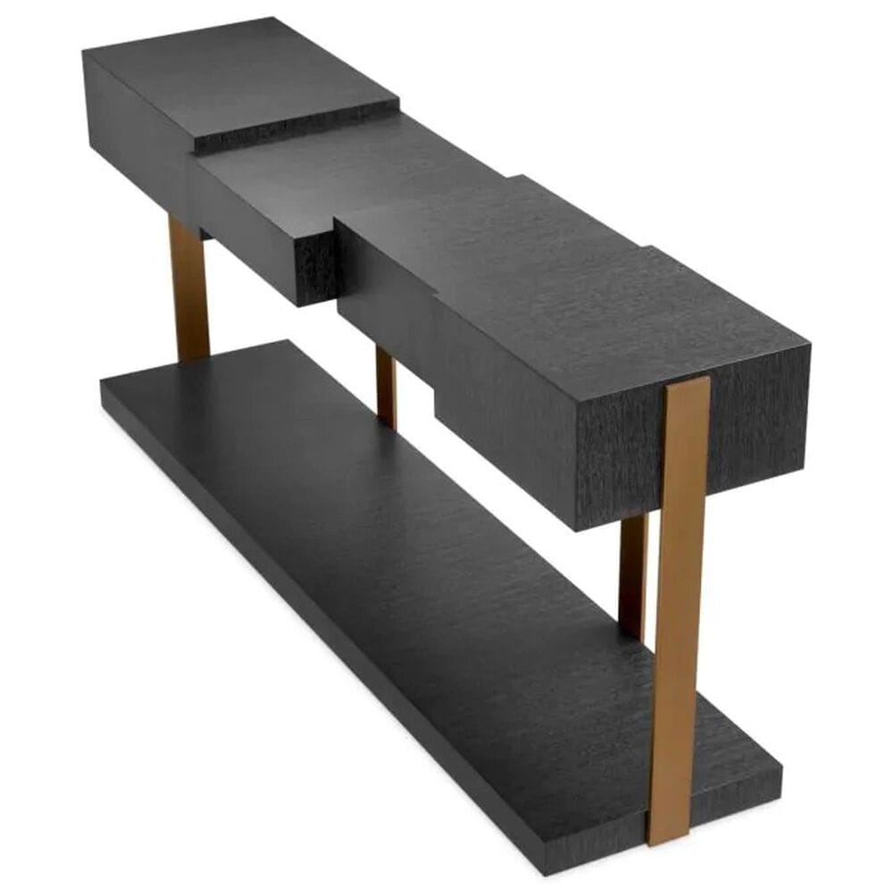 Eichholtz Nerone Console Table in Charcoal Grey and Brushed Brass, , large