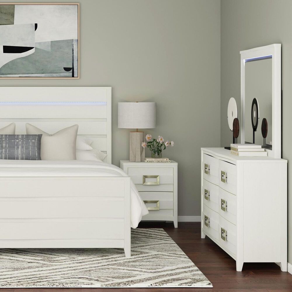Mayberry Hill Tobias 6-Drawer Dresser and Mirror in White, , large
