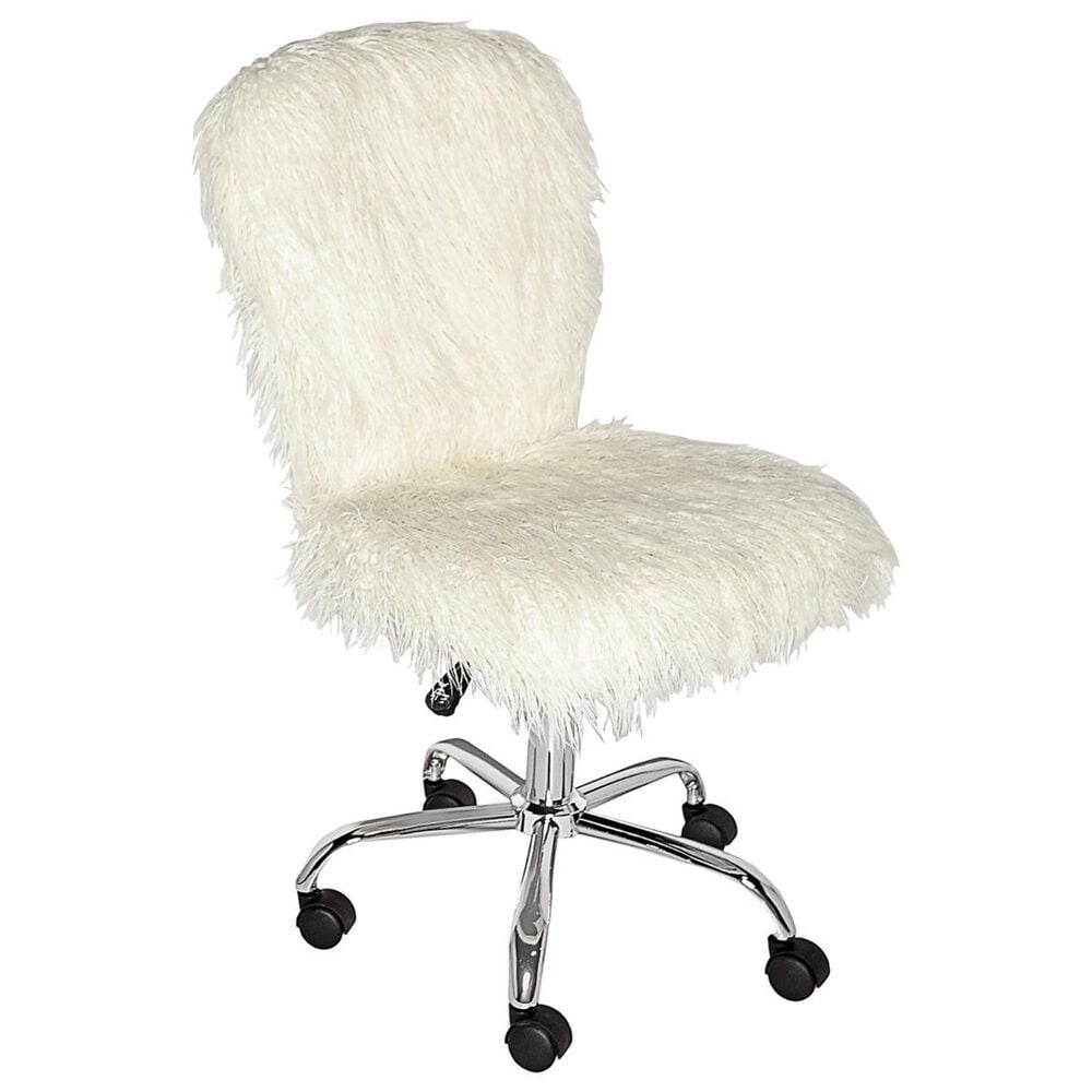 Linden Boulevard Flokati Armless Office Chair in Faux Fur, , large