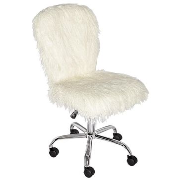 Linden Boulevard Flokati Armless Office Chair in Faux Fur, , large