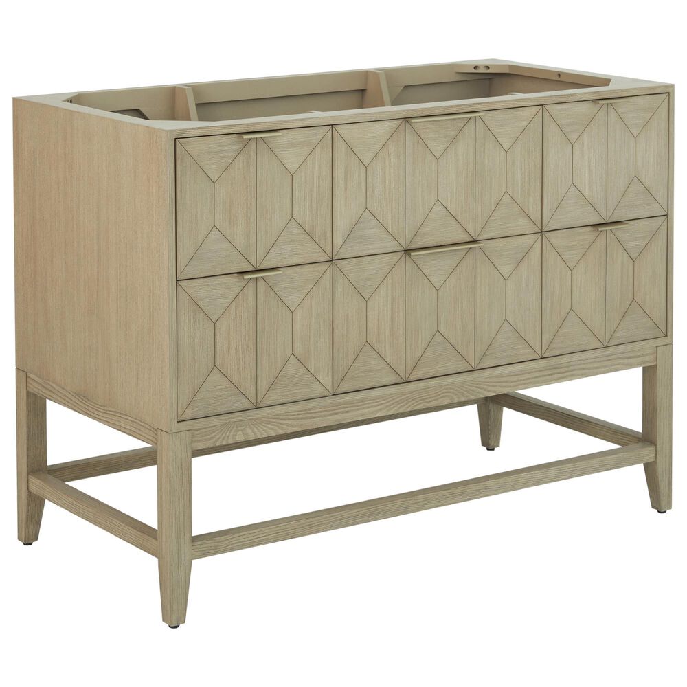 James Martin Emmeline 48&quot; Single Bathroom Vanity in Pebble Oak with 3 cm Parisien Bleu Quartz Top, Rectangle Sink and FreePower Wireless Charger, , large