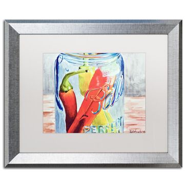 Timberlake Jennifer Redstreake "Ball Jar with 3 Peppers" White Matted Silver Framed Art 11x14, , large