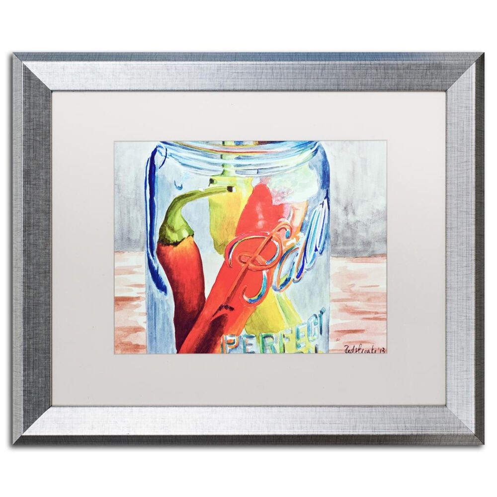 Timberlake Jennifer Redstreake "Ball Jar with 3 Peppers" White Matted Silver Framed Art 11x14, , large