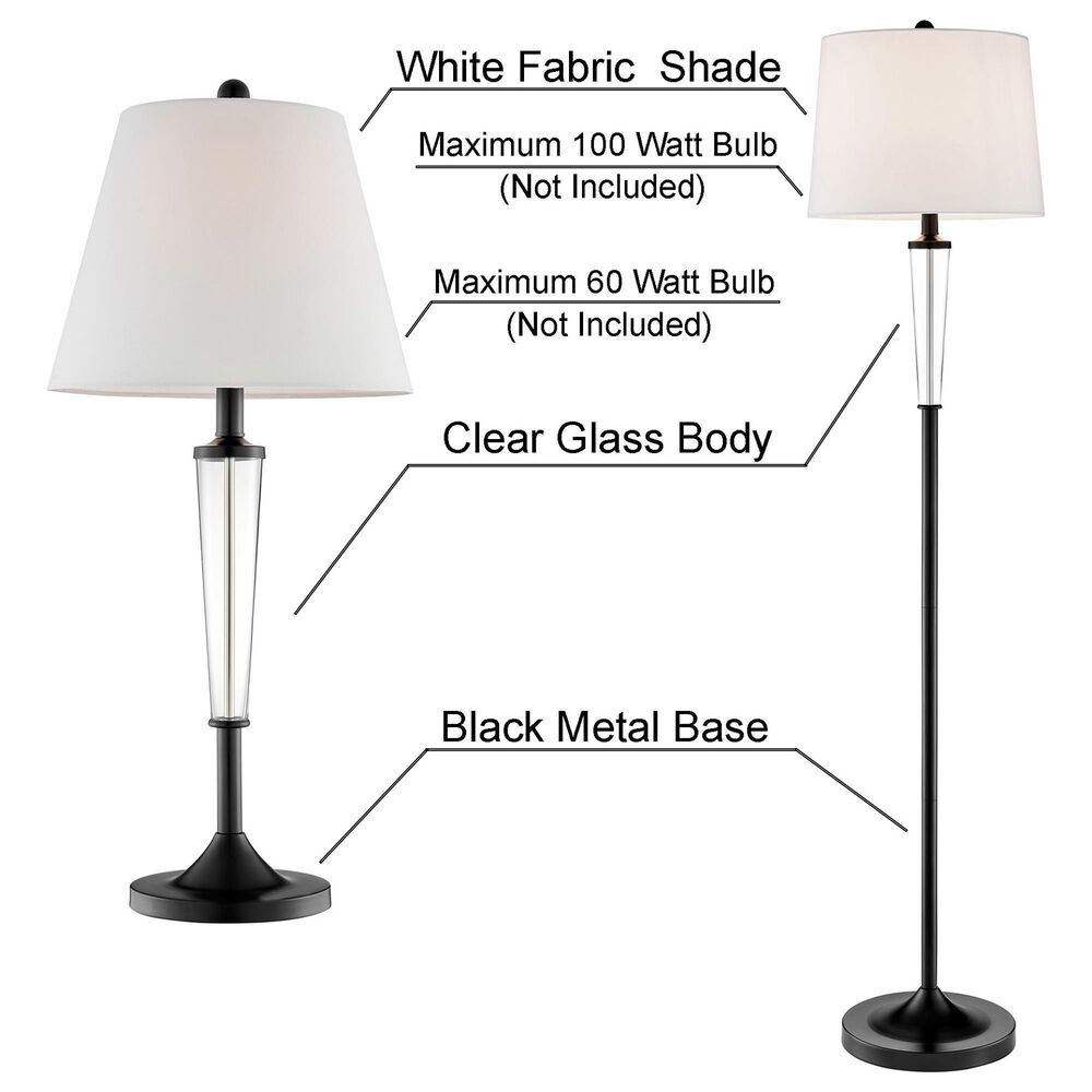 Lite Source Freida Table Lamp and Floor Lamp Set in Black &#40;Set of 3&#41;, , large