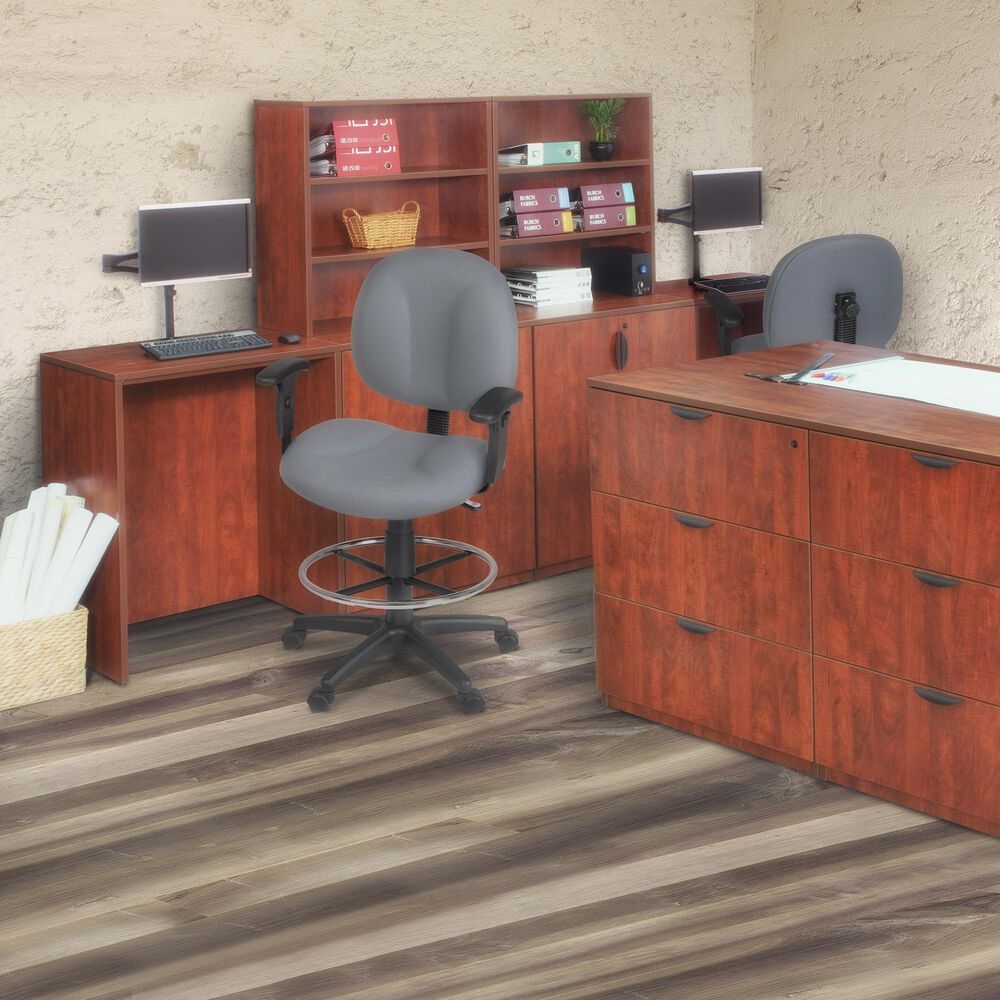 Regency Global Sourcing Comfort Series Swivel Computer Task Chair with Adjustable Arms and Drafting Kit in Grey, , large