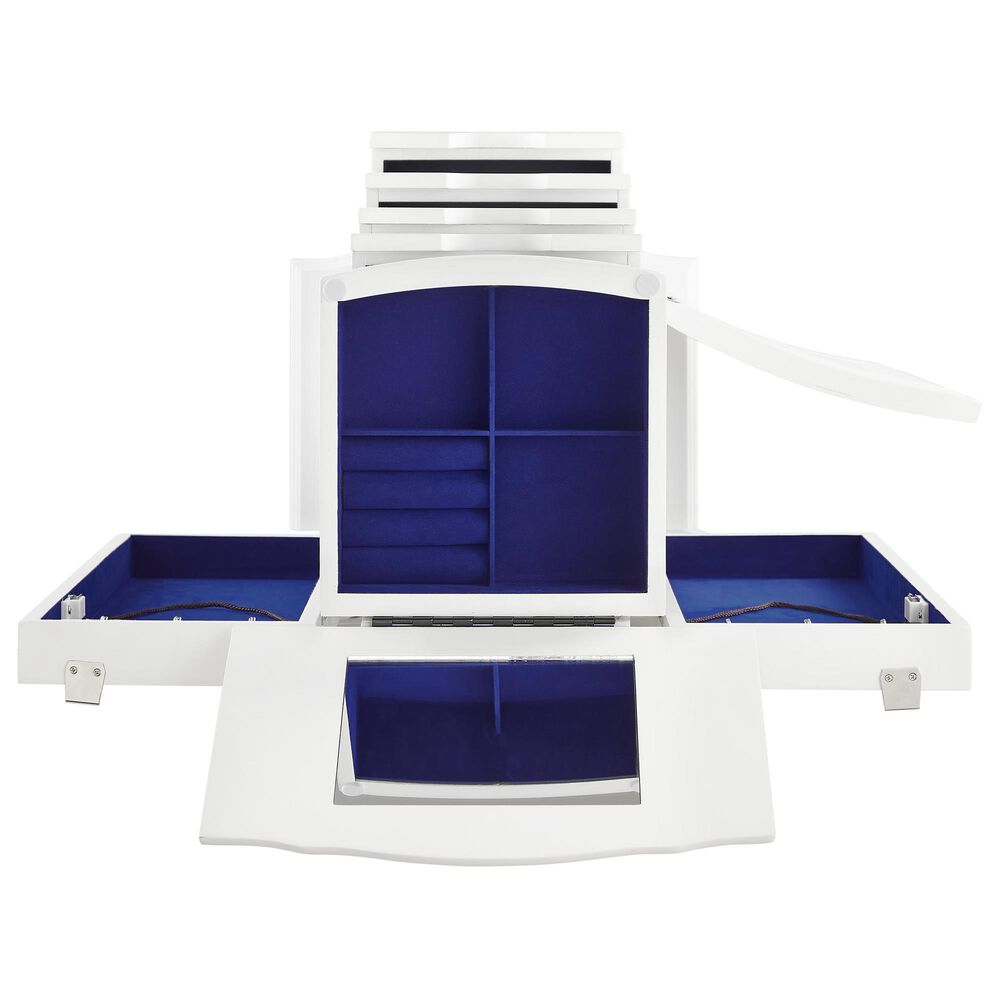 Linden Boulevard White 4 Drawer Jewelry Armoire in White, , large