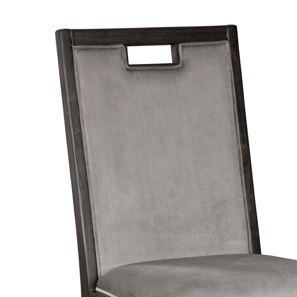 Ashley Hyndell Upholstered Side Chair with Faux Velvet Upholstery in Dark Brown Finish, , large