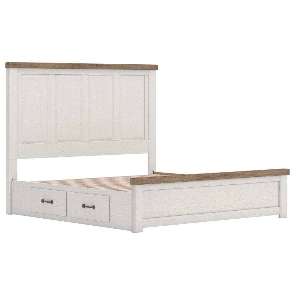 Ashley Savonport King Storage Panel Bed in White and Brown, , large