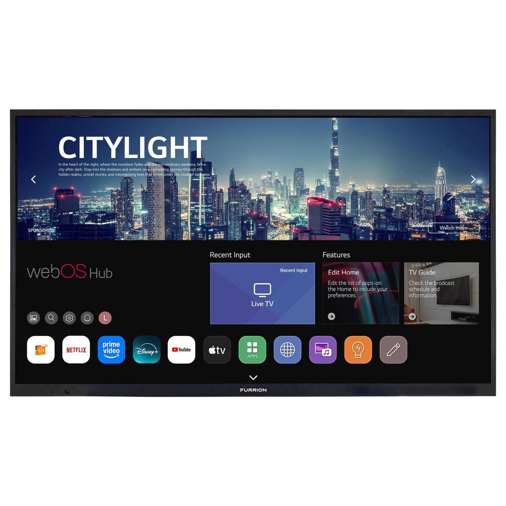 Furrion Aurora 55" Partial-Sun Premier 4K LED - Outdoor Smart TV with Weather Resistant Cover in Black, , large