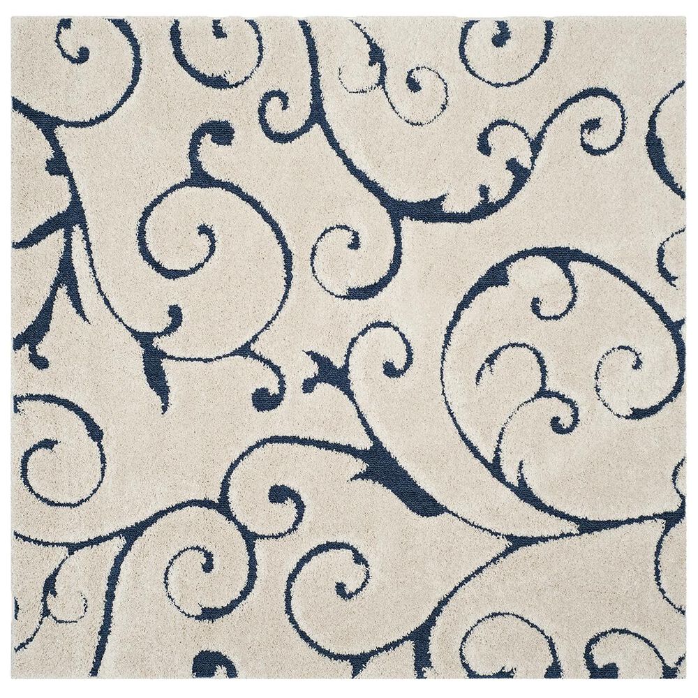 Safavieh Florida Shag SG455-1165-5SQ 5" x 5"  Cream/Blue Square Rug, , large