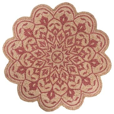 L&R Resources Synergy 54129RED 4" Round Tan and Raspberry Red Area Rug, , large