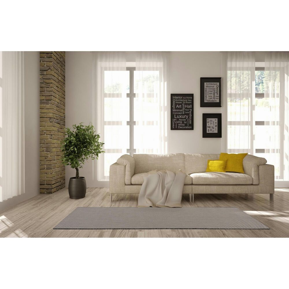 Nourison Courtyard Ivory and Charcoal 2&#39;2&quot; x 8&#39; Indoor/Outdoor Runner, , large
