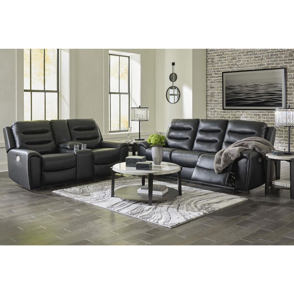 Ashley Warlin Power Reclining Sofa in Black, , large