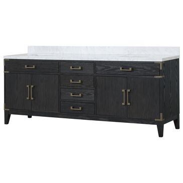 Lexora Home Laurel 84" Double Bathroom Vanity in Black Oak with White Carrara Marble Top and Rectangular Sinks, , large