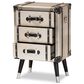 Baxton Studio Dilan 3-Drawer End Table in Antique Silver and Black, , large