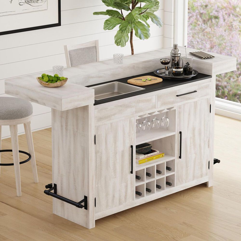 Mayberry Hill Rogen Bar in Rustic White Finish, , large