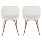LumiSource Margarite Arm Chair with White Faux Leather Cushion in Gold (Set of 2), , large