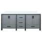 Lexora Home Ziva 80" Double Bathroom Vanity in Dark Grey with 2 cm White Quartz Top and Rectangular Sinks, , large