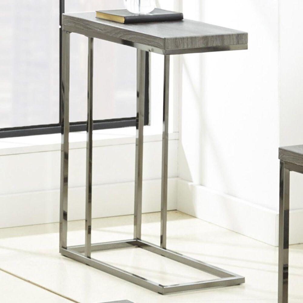 Crystal City Lucia Chairside End Table in Black Nickel and Gray, , large