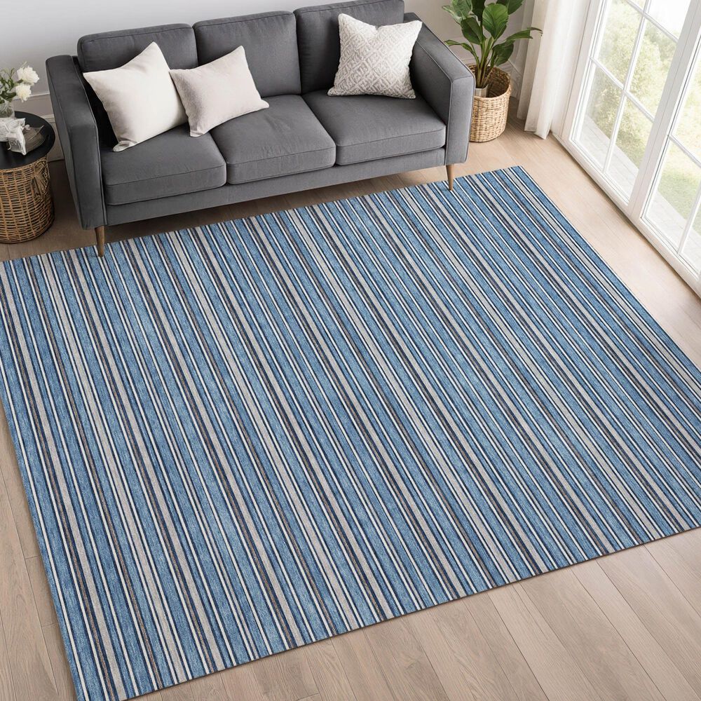 Dalyn Rug Company Soft Essentials Striped Denim 3' x 5' Indoor/Outdoor Area Rug, , large